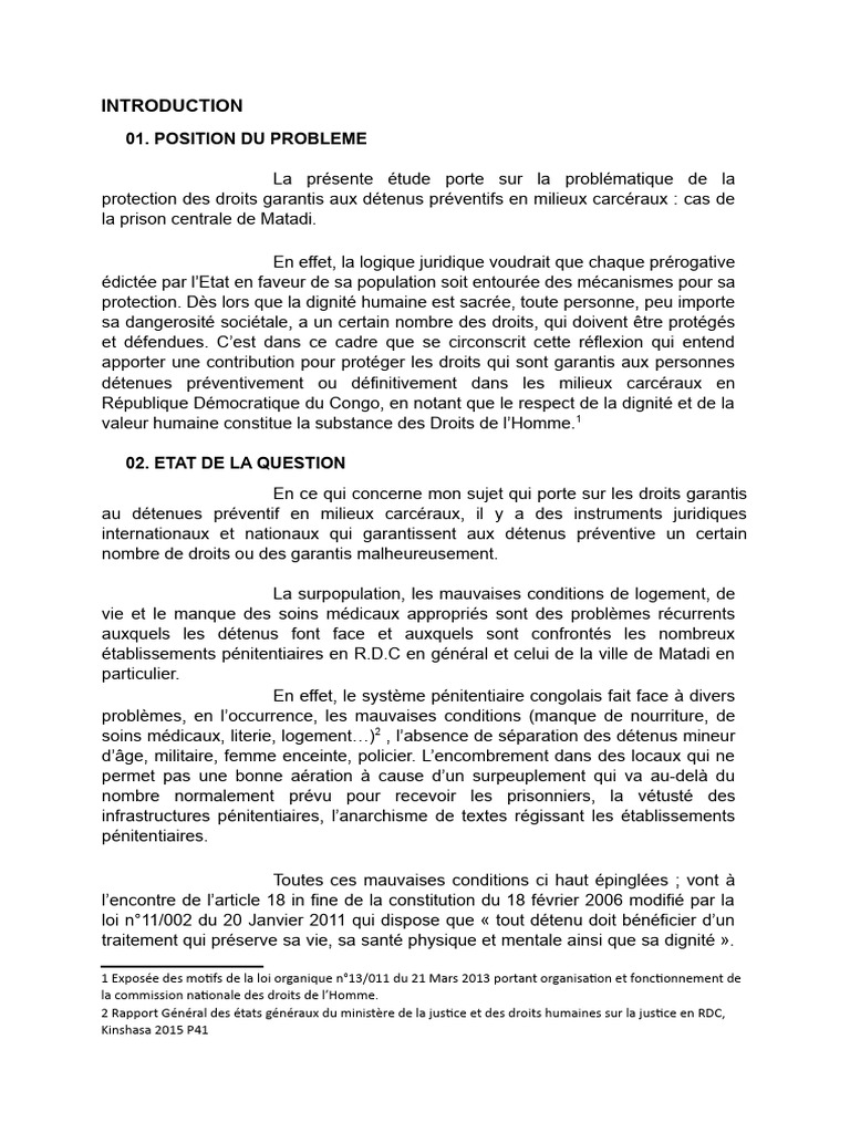 Droits des détenus préventifs à Matadi | PDF | Prison | Prisonnier