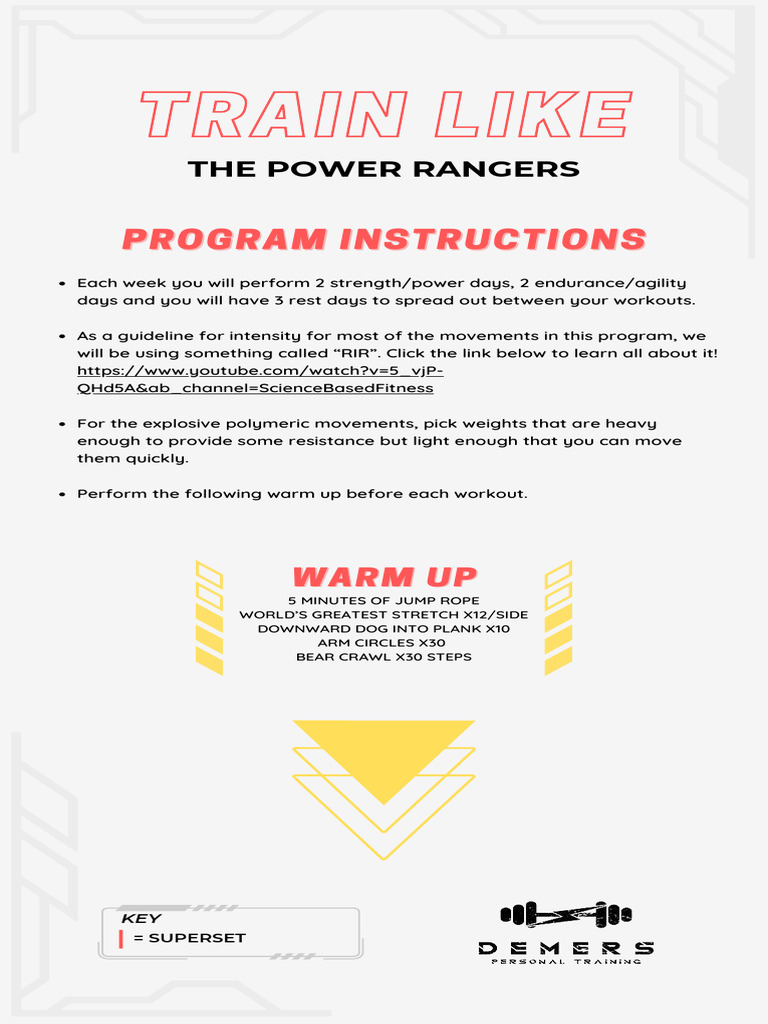 Power Ranger Fitness Training Guide | PDF | Weight Training | Physical ...