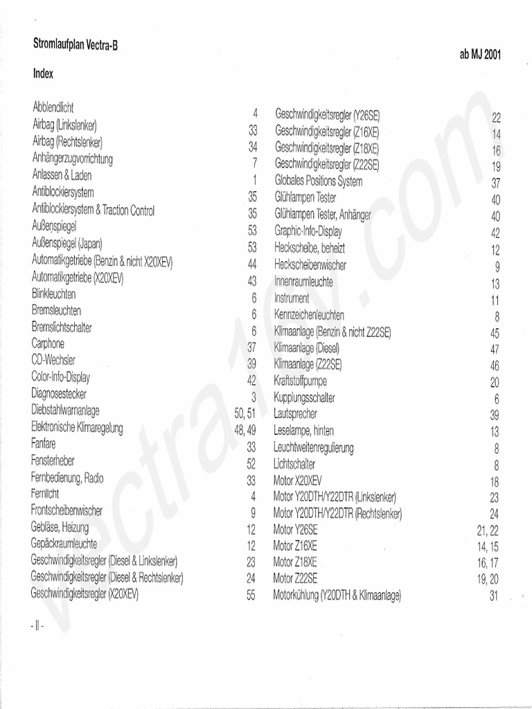 Opel Vectra 2001 Wiring Diagram | PDF