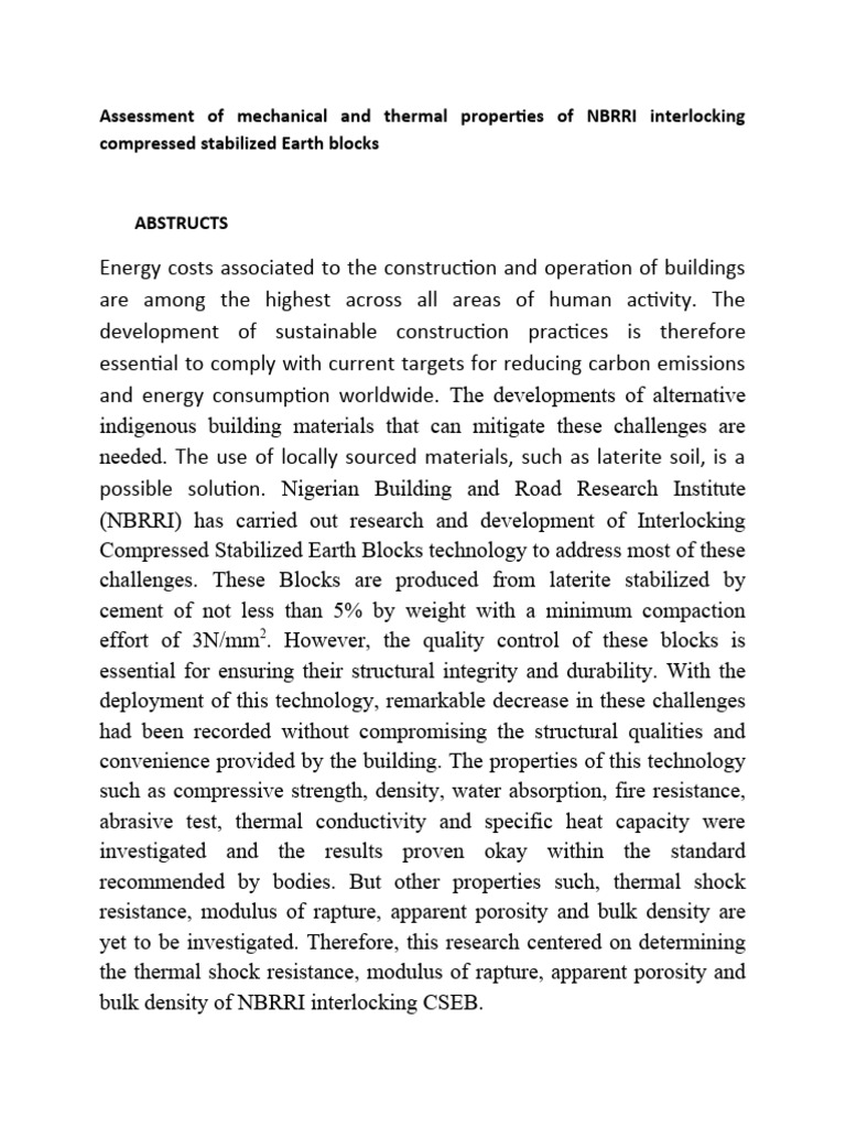 Sustainable Building with NBRRI CSEBs | PDF | Climate Change | Thermal ...