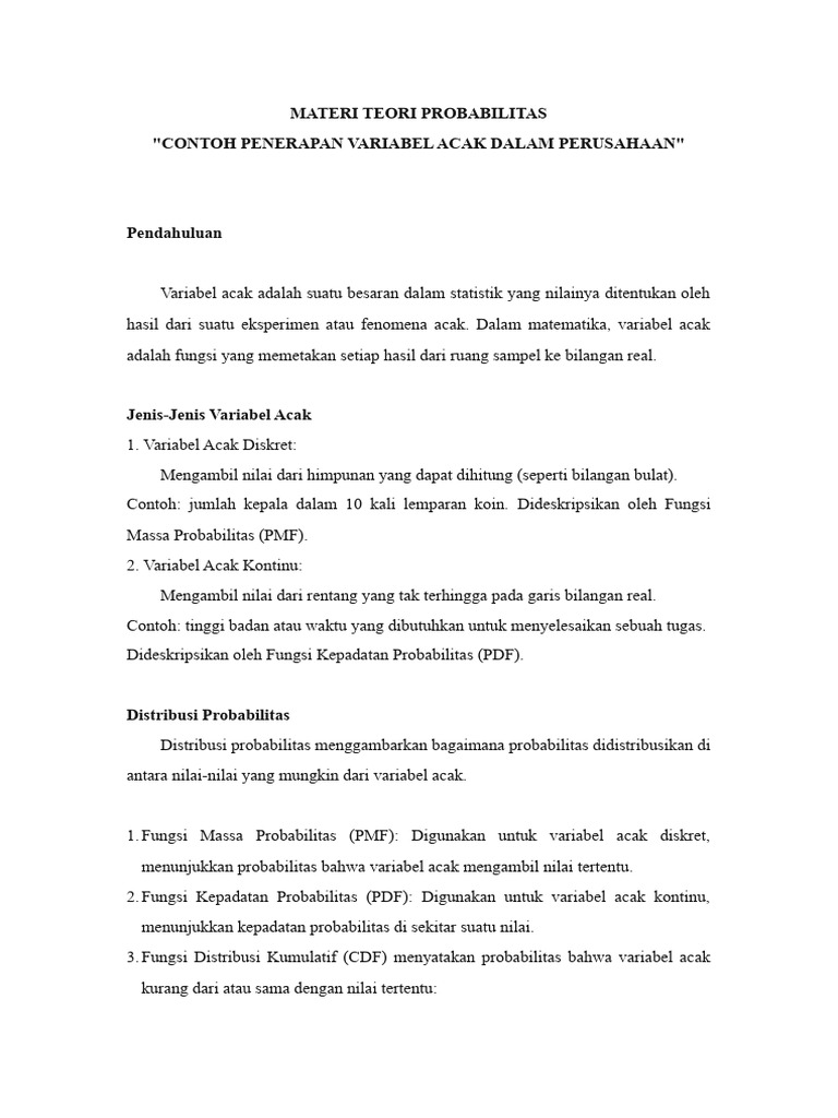 Penerapan Variabel Acak dalam Bisnis | PDF