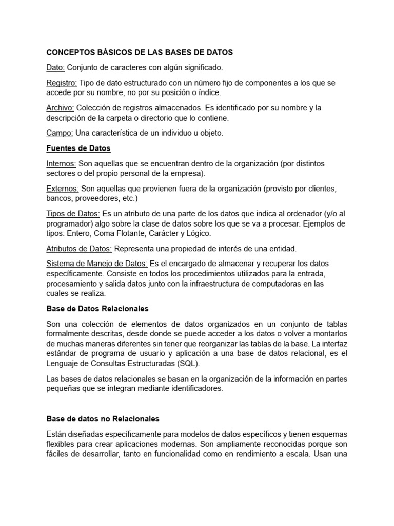 Conceptos Básicos de Las Bases de Datos | PDF | Bases de datos | Base ...