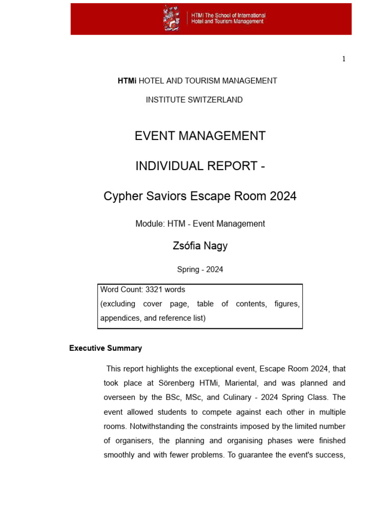 CW2 Final Event Management Individual Report - Zsófia Nagy | PDF | Food ...