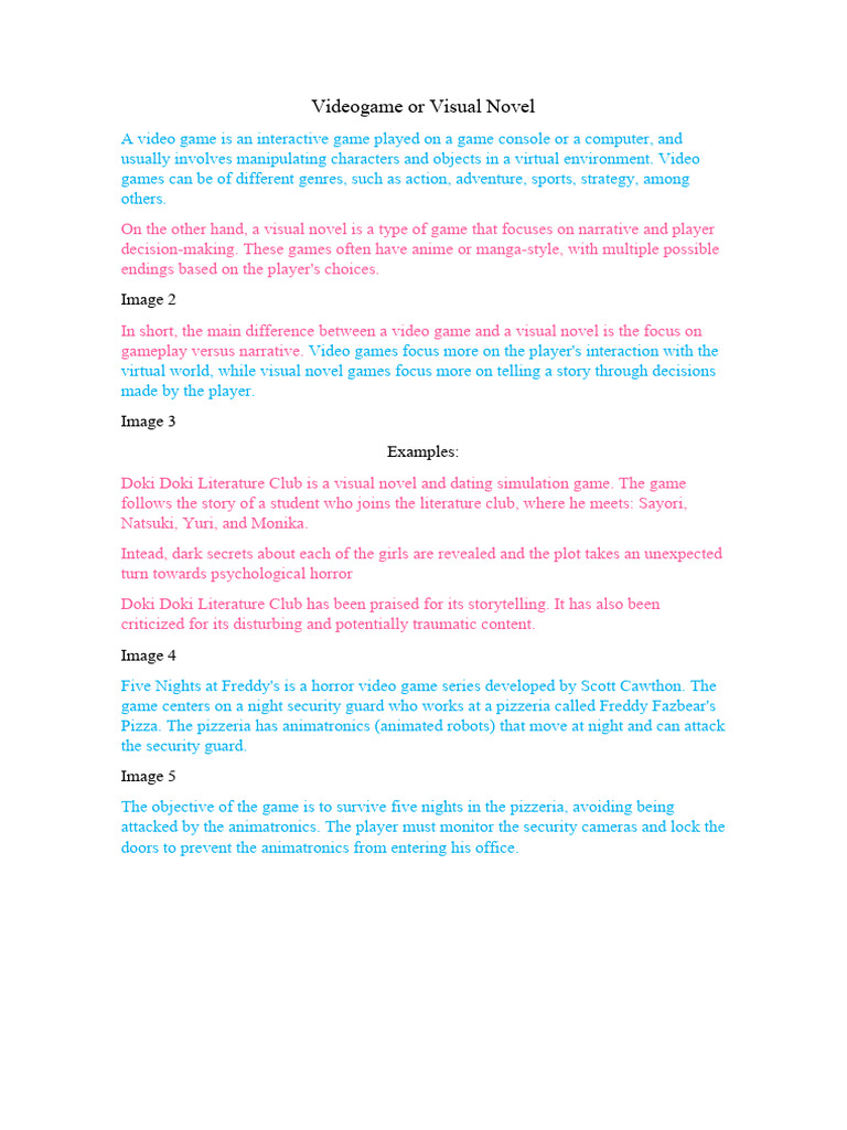 Videogame or Visual Novel | PDF