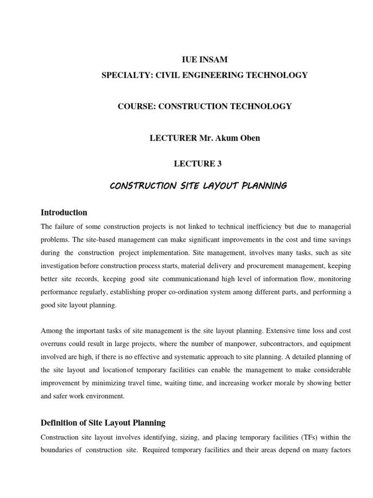 Construction Site Layout Planning Guide | PDF | Warehouse