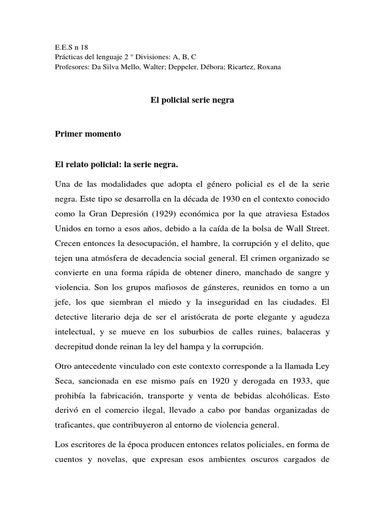 Secuencia Policial Negro Pdf Crimen Ficcion Thriller Y Crimen
