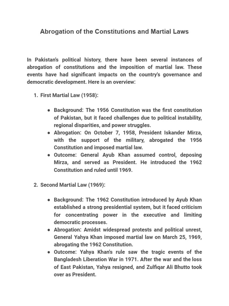 Abrogation of The Constitutions and Martial Laws | PDF | Martial Law ...