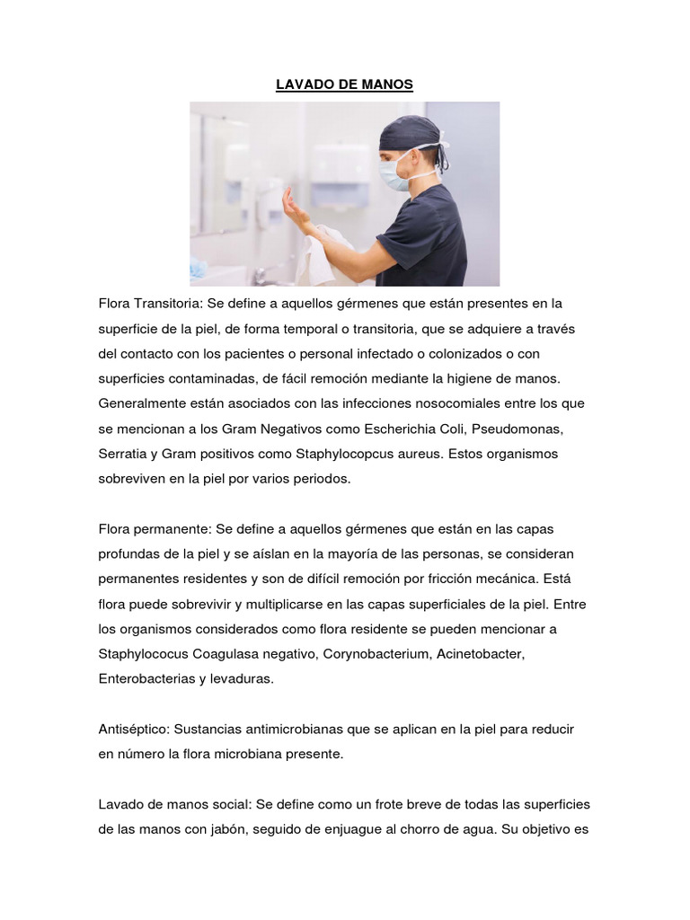 Importancia del Lavado de Manos Clínico | PDF | Lavado de manos ...