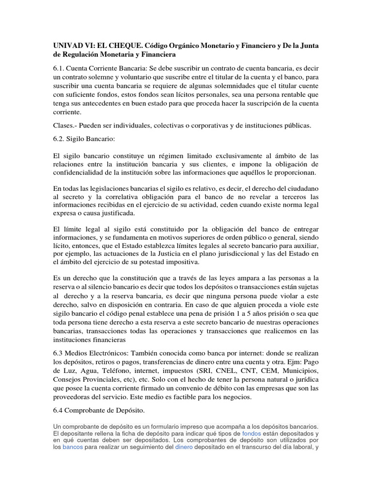 El Cheque Pdf Cheque Bancos