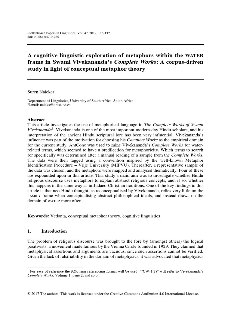 A Cognitive Linguistic Exploration of Metaphors Within The WATER | PDF ...