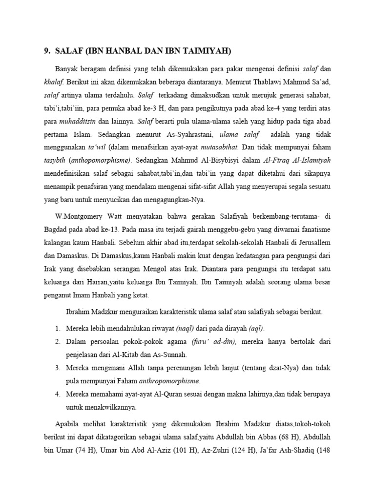 Definisi dan Pemikiran Ulama Salaf | PDF | Klasik