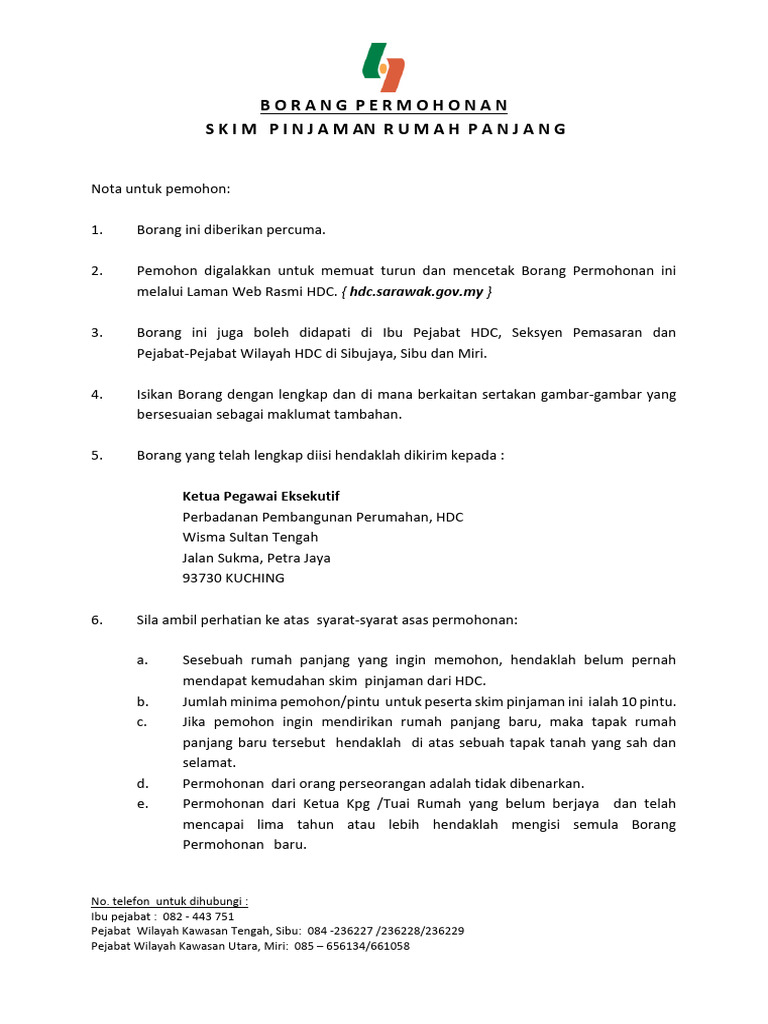 Borang Permohonan Skim Pinjaman Rumah Panjang | PDF