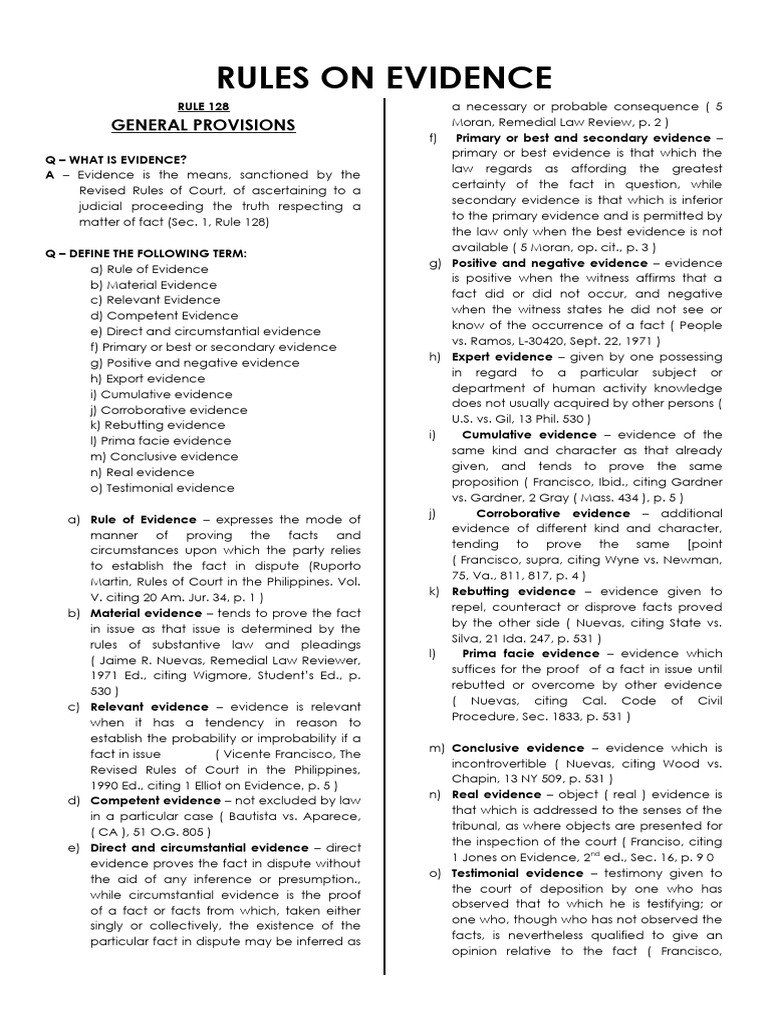 Overview of Evidence Rules | PDF | Evidence (Law) | Relevance (Law)