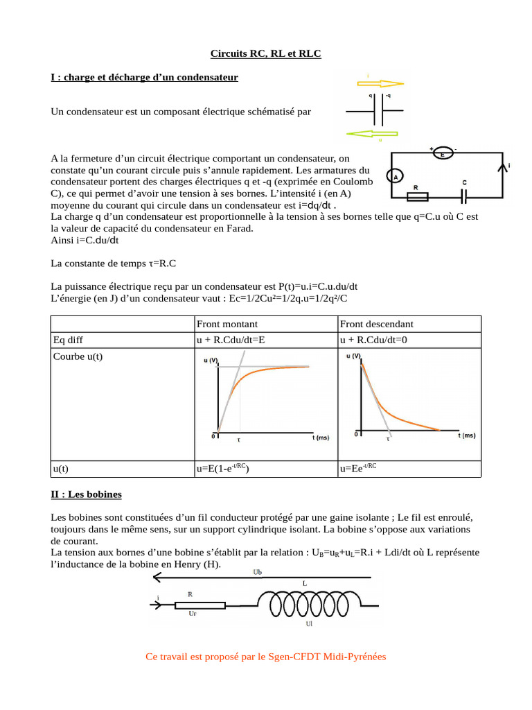 Circuits RC, RL et RLC : Fondamentaux | PDF | Condensateur | Inducteur