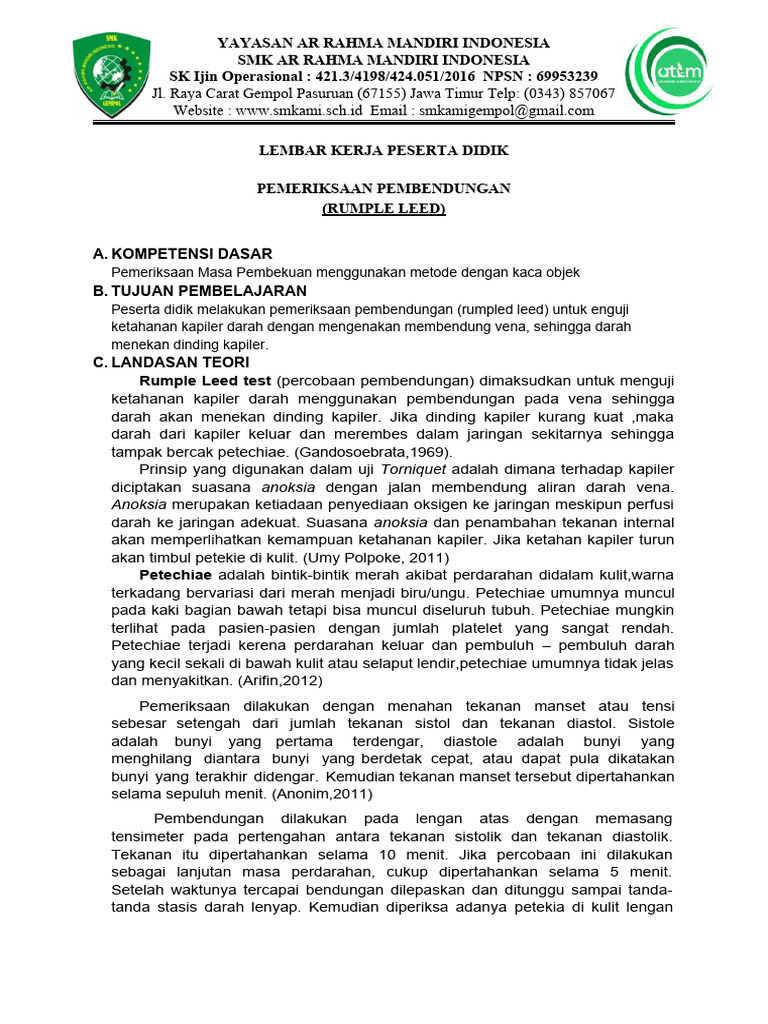 Pemeriksaan Rumple Leed pada Kapiler | PDF