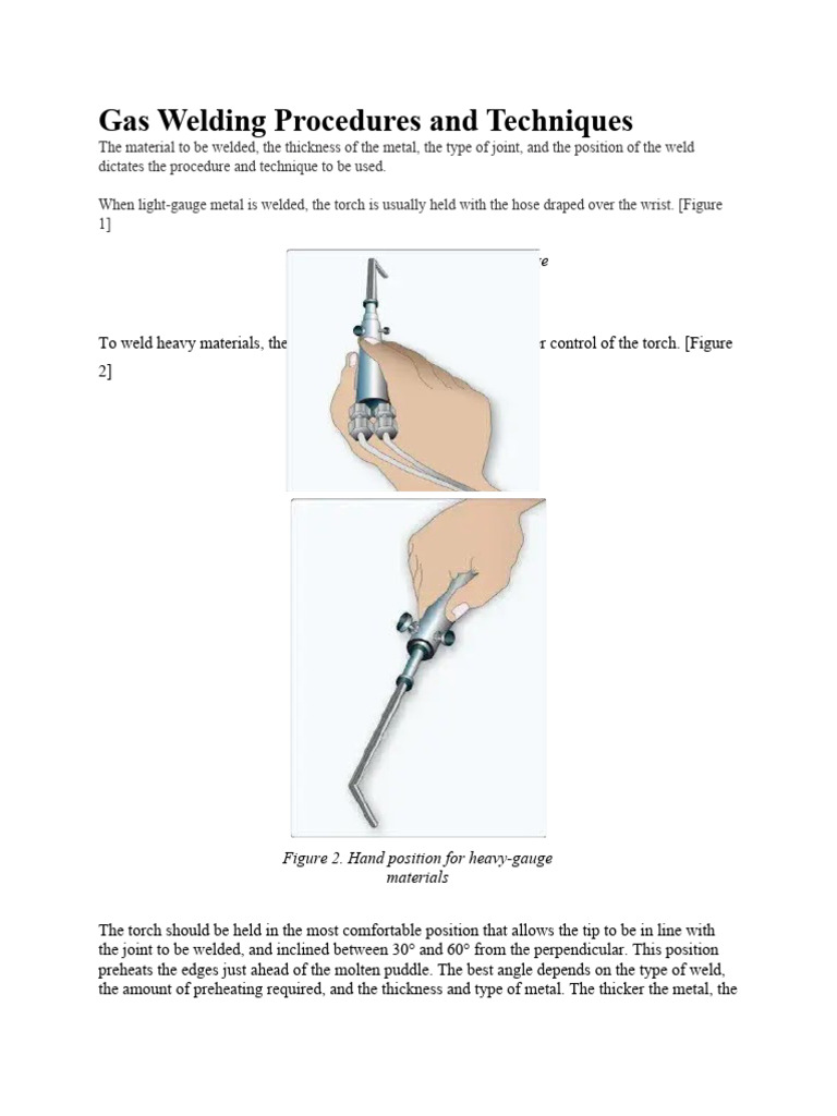 Gas Welding Procedures and Techniques | PDF | Welding | Construction