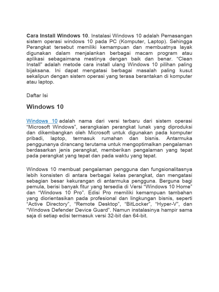 Cara install windows 10 pdf