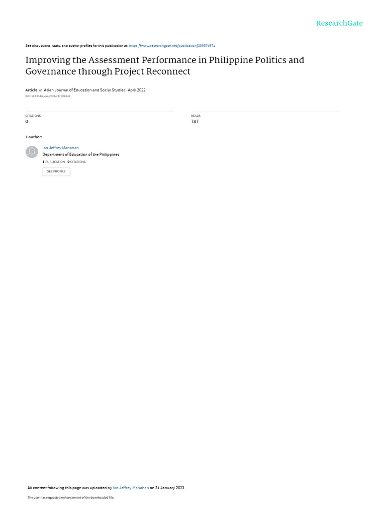 Improving The Assessment Performance in Philippine | PDF | Educational ...