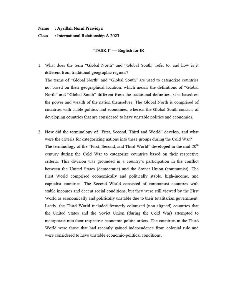 Global North vs. South Explained | PDF | World Systems Theory | State ...