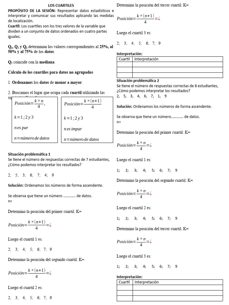 Cálculo e Interpretación de Cuartiles | PDF | Cuantil | Mediana