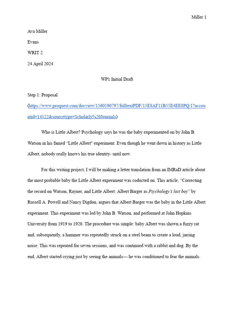 Wp1 Initial Draft Pdf Psychology