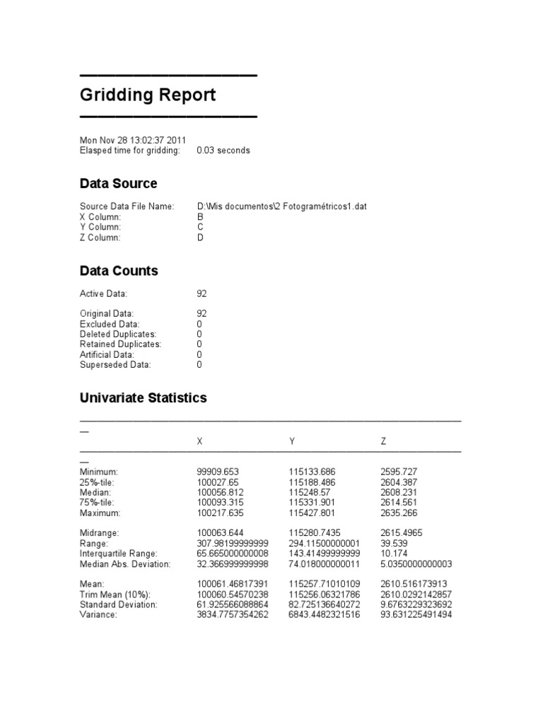 Gridding Report and Statistical Analysis | PDF | Teaching Methods ...