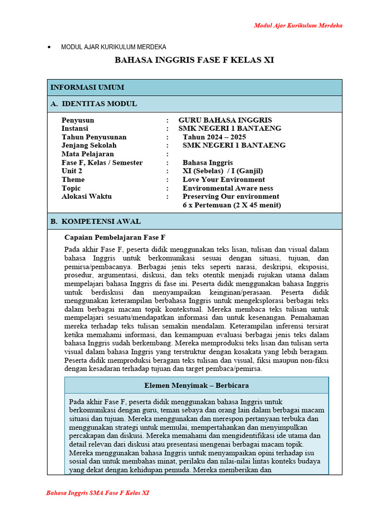 Modul Ajar Unit 2 | PDF | Kajian Bahasa Asing