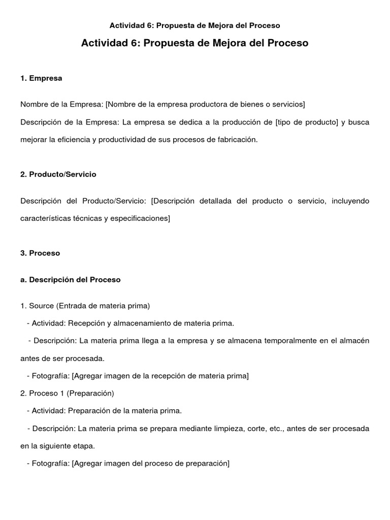 Actividad 6 Propuesta de Mejora | PDF | Business | Negocios económicos