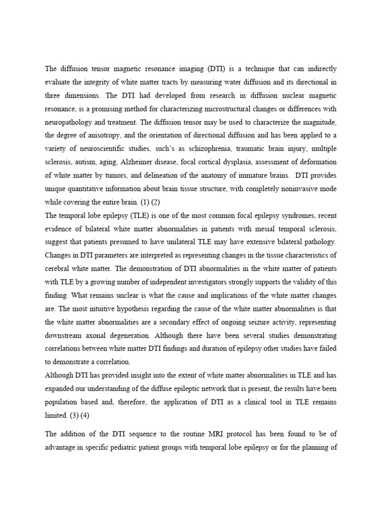 The Diffusion Tensor Magnetic Resonance Imaging | PDF | White Matter ...