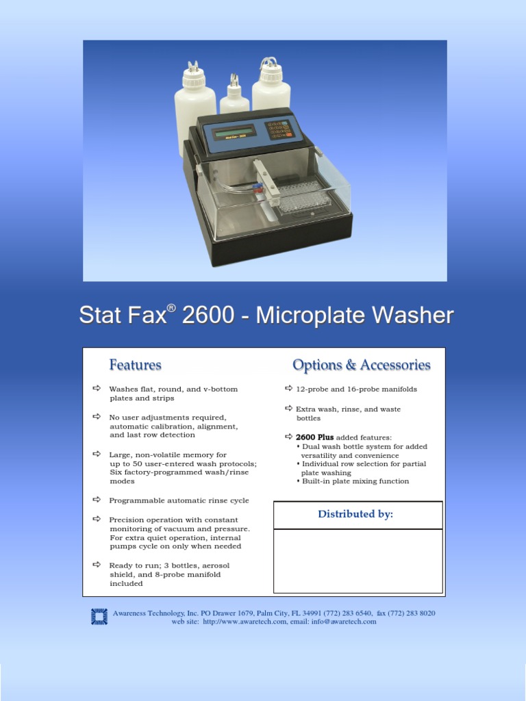 Stat Fax 2600 Microplate Washer Features PDF Microtiter Plate Plastic