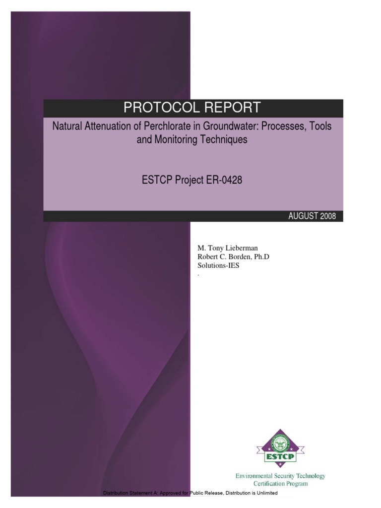 ER 0428 Protocol | PDF | Perchlorate | Environmental Remediation