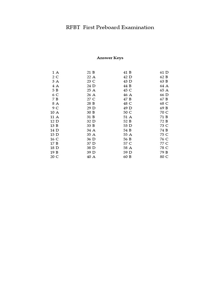 93-Rfbt First PB Answer Key | PDF