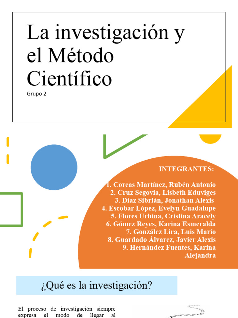 La Investigación y El Método Científico Grupo 2 | PDF | Método ...