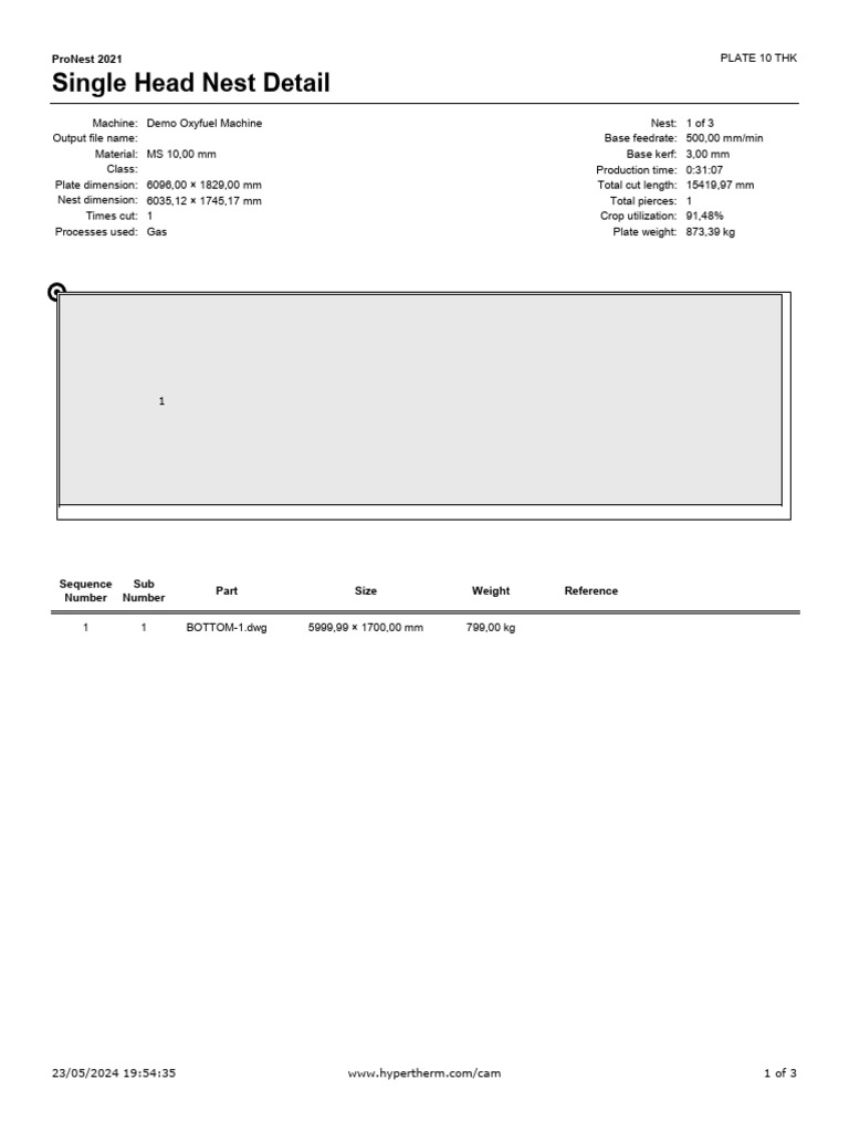 ProNest 2021 Single Head Nesting Details | PDF
