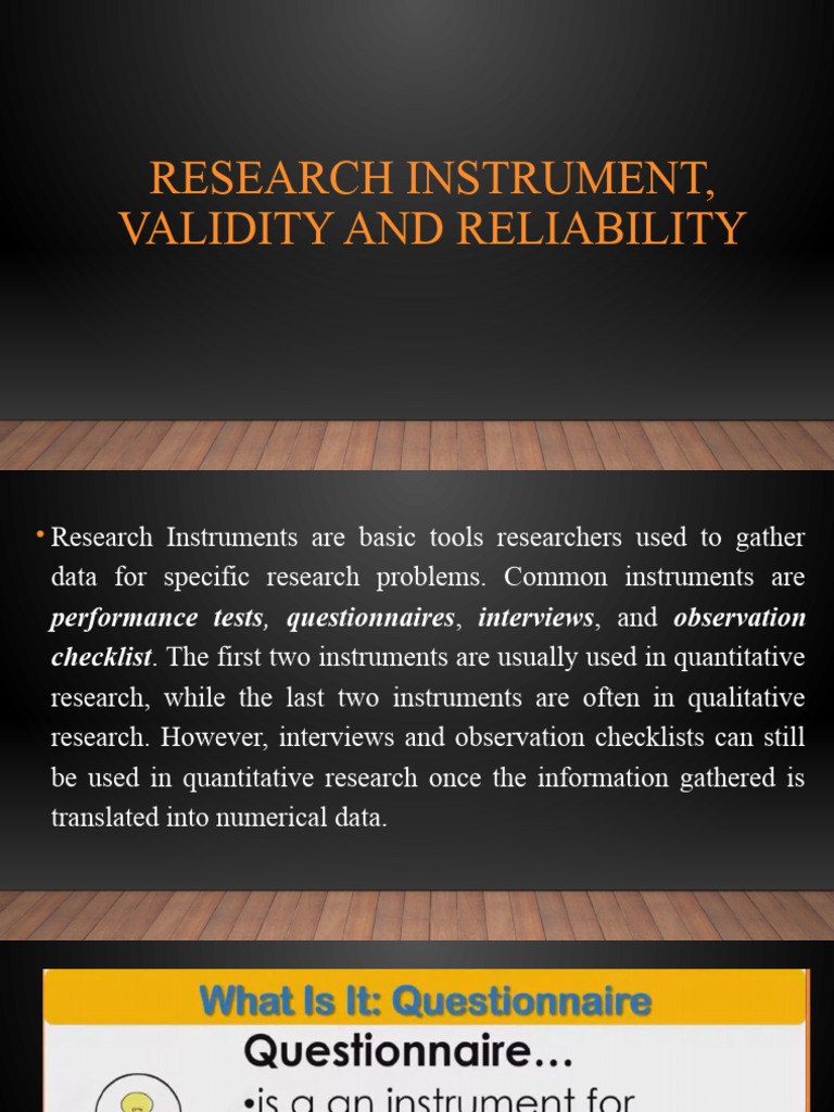 PR 2 Q2 Research Instrument, Validity and Reliability 103749 | PDF ...