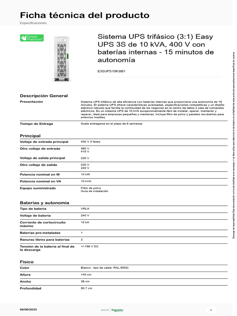 UPS Trifásico 10 kVA de Alta Eficiencia | PDF | Electricidad de red ...