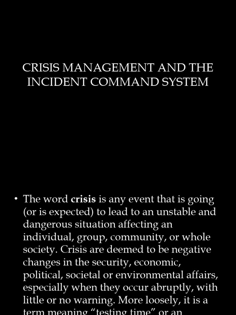 Crisis Management & ICS Guide | PDF | Crisis Management