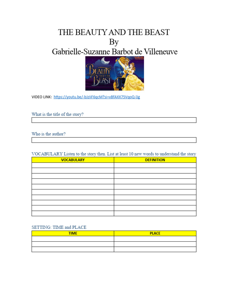 Literature Study Guide: Beauty & Beast | PDF | Career & Growth | Self ...