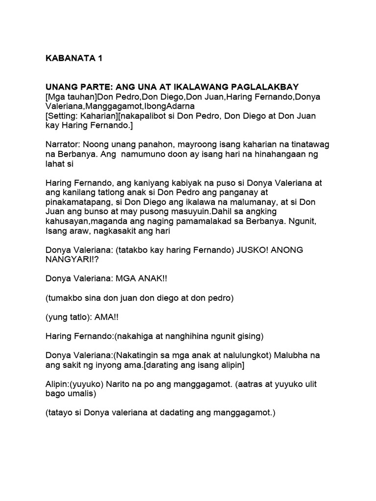 Ibong adarna full script 2 pdf