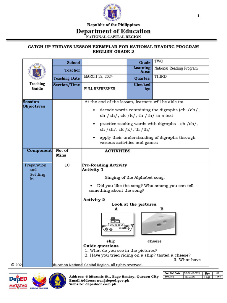 Sdo LP Final Output Grade 2 March 15 | PDF | Linguistics | Orthography