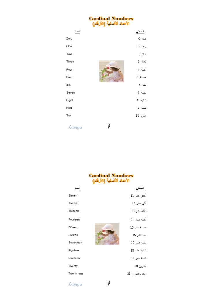 Arabic Number Translations Guide | PDF