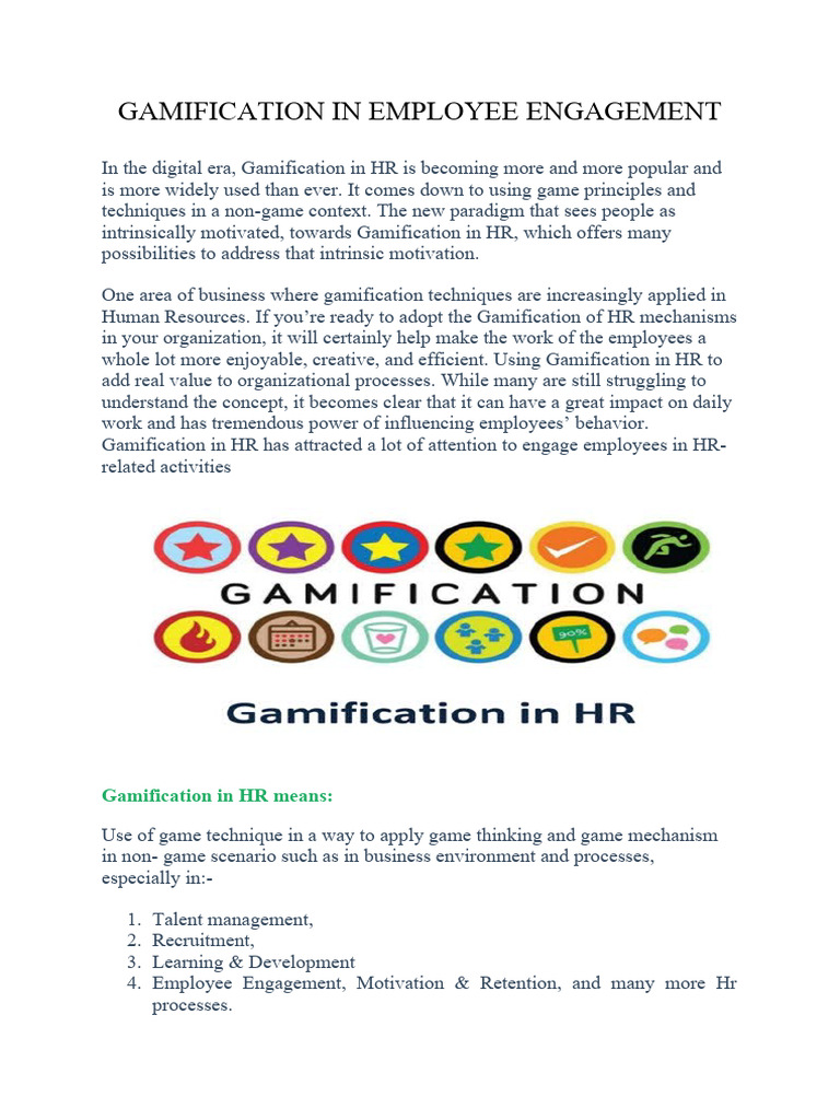 Gamification In Employee Engagement Pdf Talent Management Employment