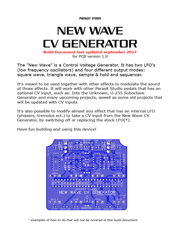 New Wave CV Generator Build Guide | PDF | Electronic Oscillator ...