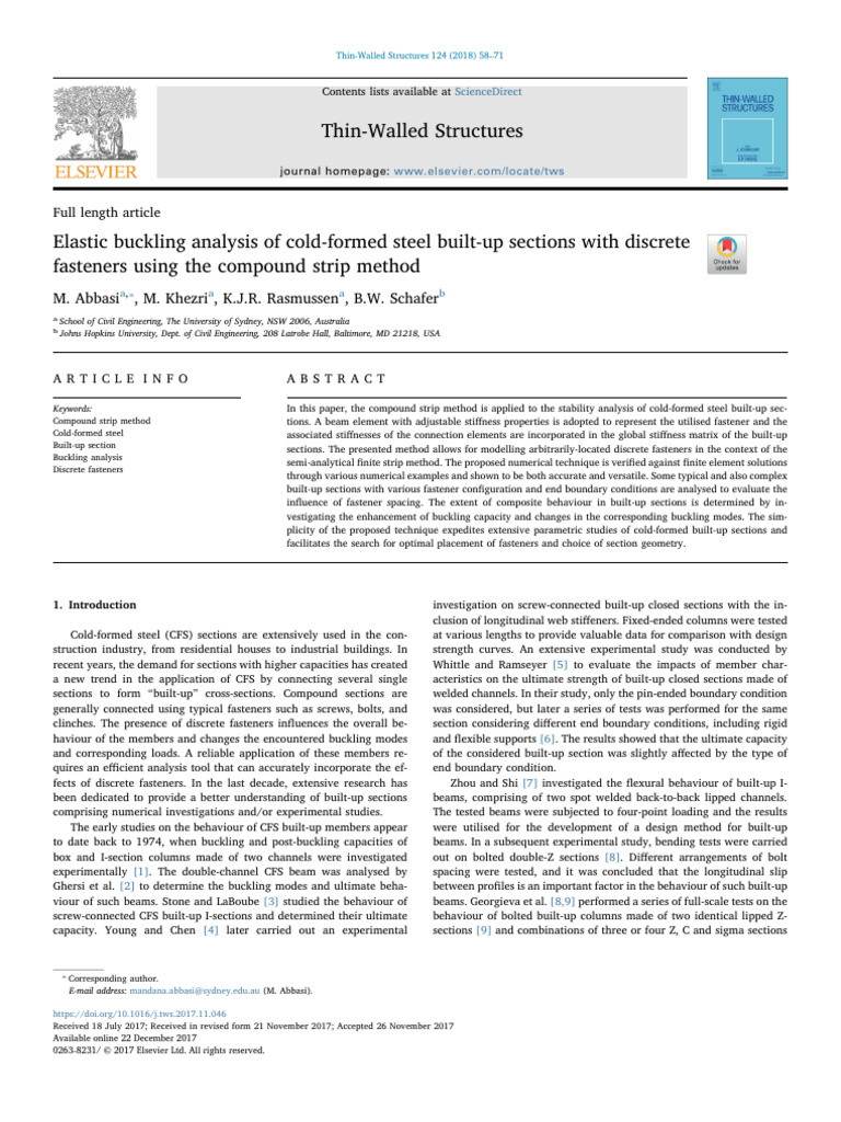 Elastic Buckling Analysis of Cold-Formed Steel Built-Up Sections With ...
