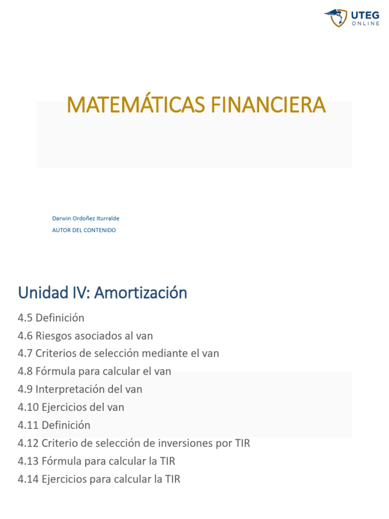 goMATEMATICAS FINANCIERAU4C8 | PDF | Tasa interna de retorno | Valor ...