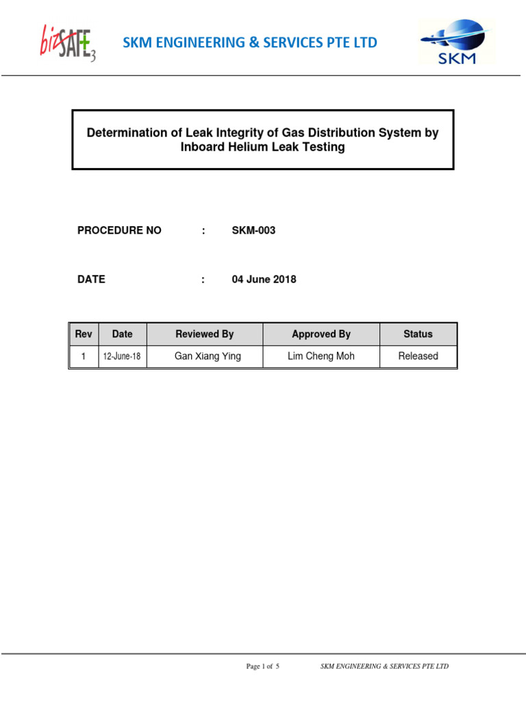 SKM-003-Inboard Leak Test Rev 1 | PDF | Leak | Helium