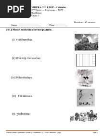 Vidura College - Grade 1-2nd Term - Buddhism - Revision - 2022