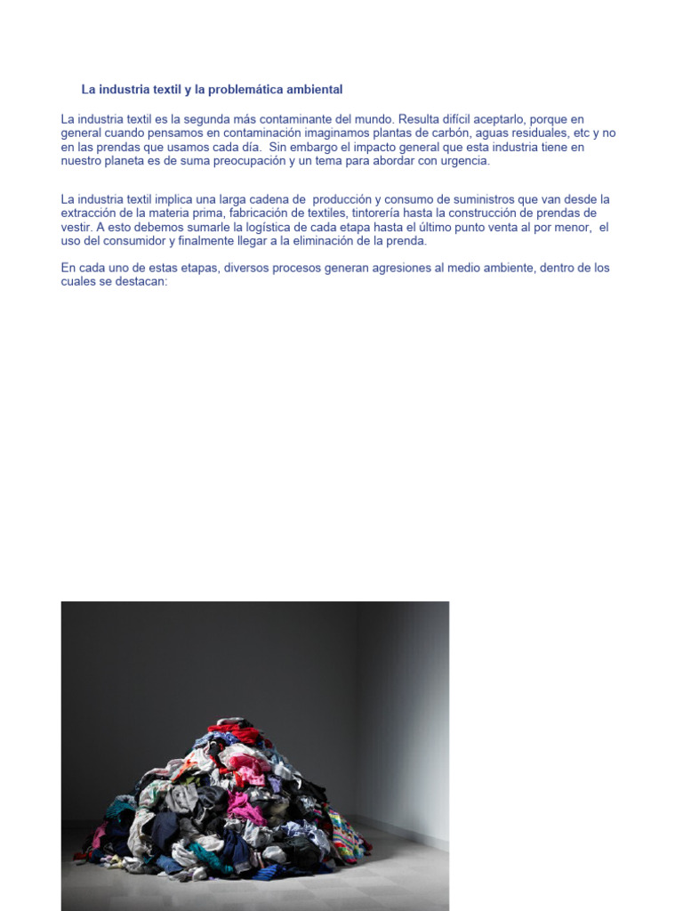Ropa Textil | PDF | Textiles | Residuos