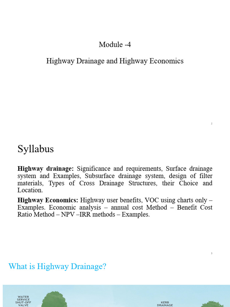 Highway Drainage and Economics Overview | PDF | Road Surface | Drainage