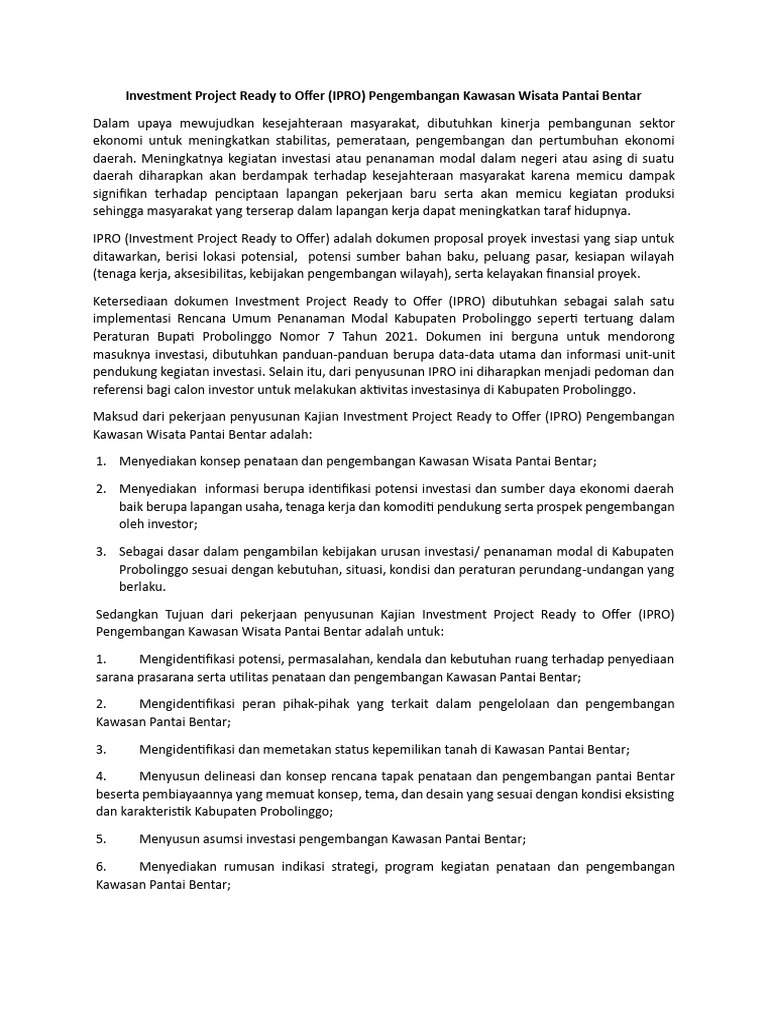 Investment project ready to offer pdf